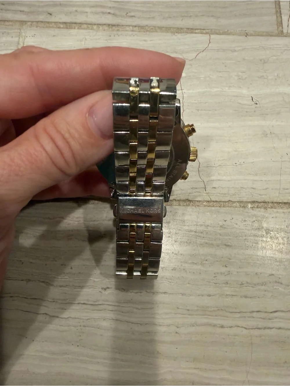 Michael Kors Two-Tone Silver and Gold Mother-of-Pearl Dial Watch